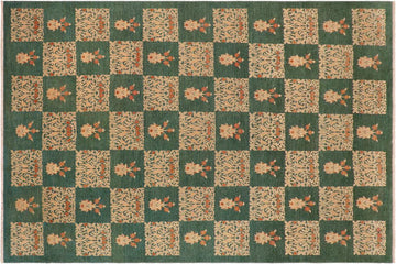 handmade Transitional Kafkaz Chobi Ziegler Green Lt. Tan Hand Knotted RECTANGLE 100% WOOL area rug 9 x 12